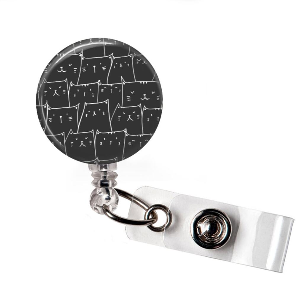 Cats And Lots Of Cats Badge Reel Cat Lover Retractable ID Holder